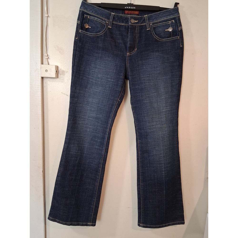 Hillard & Hanson Petite 8P Dark Wash Bootcut Jeans Mid Rise Stretch Denim Indigo